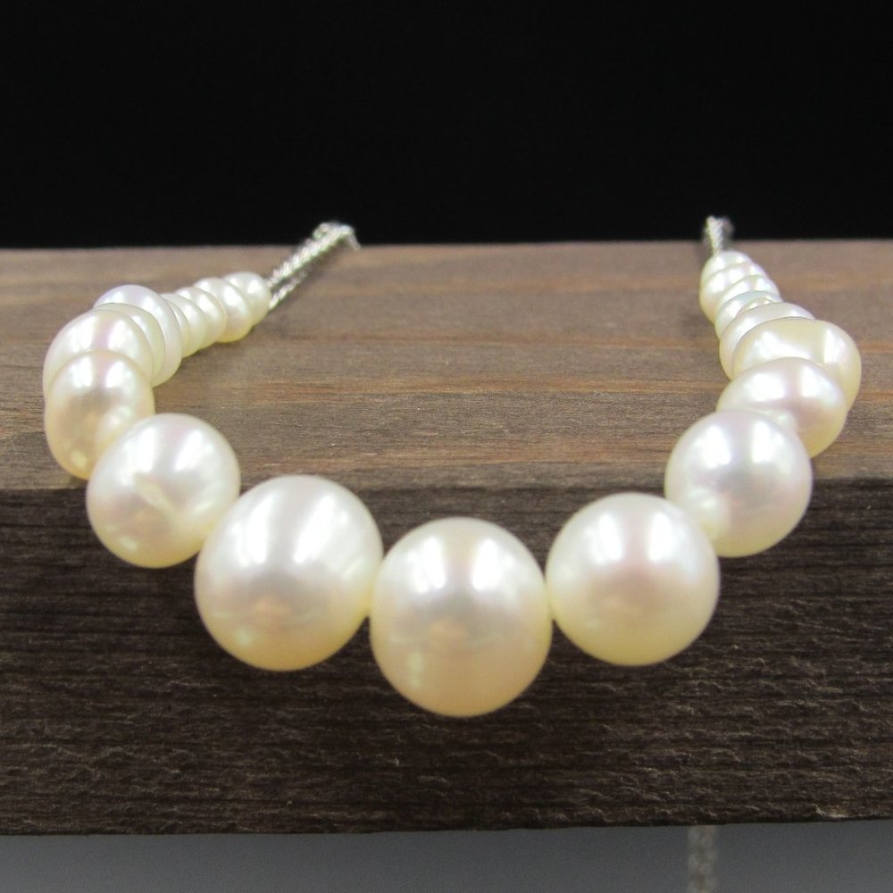 7" Sterling Silver Pearl & Diamond Kylie Bracelet